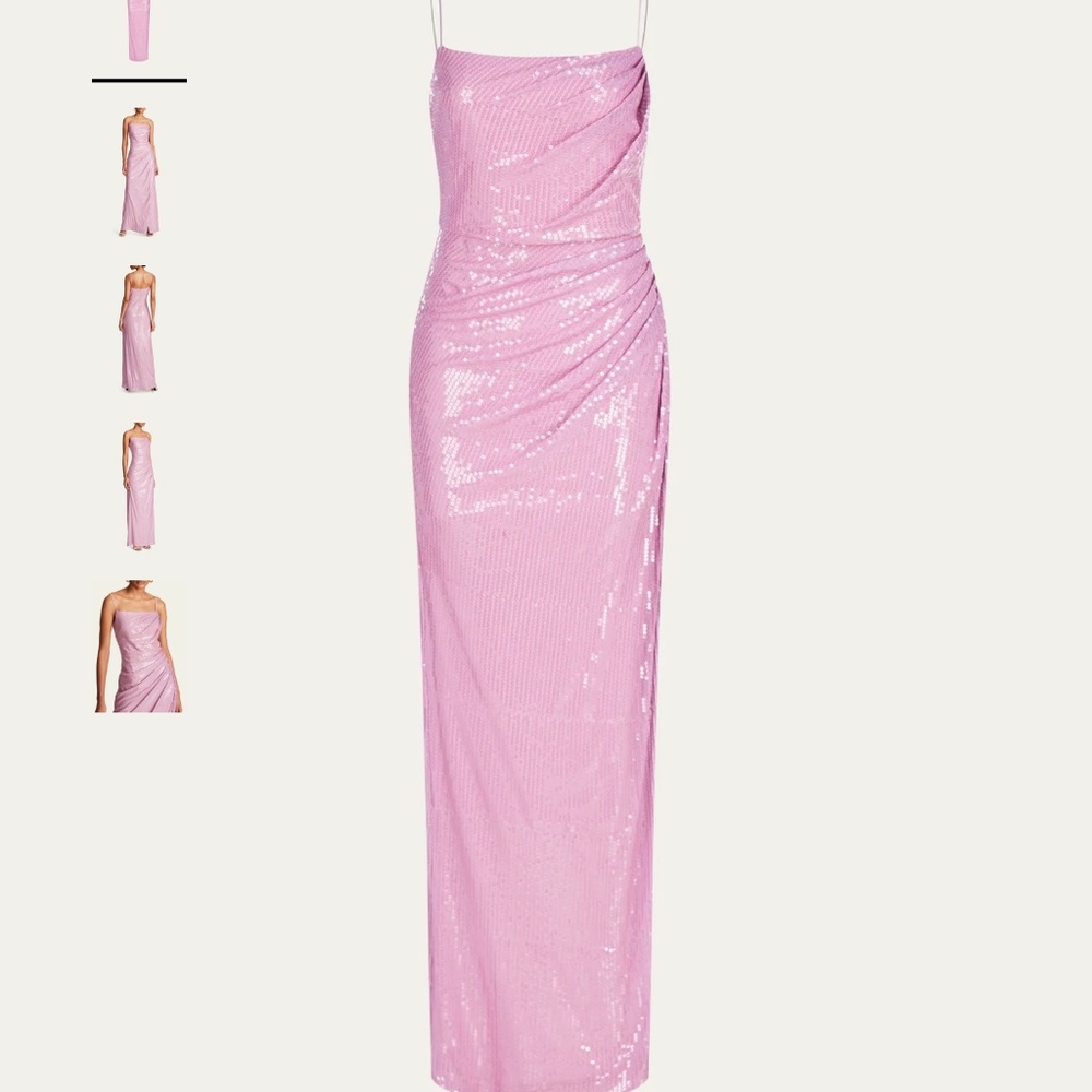 HALSTON Alania Ruched A-Line Sequin Gown